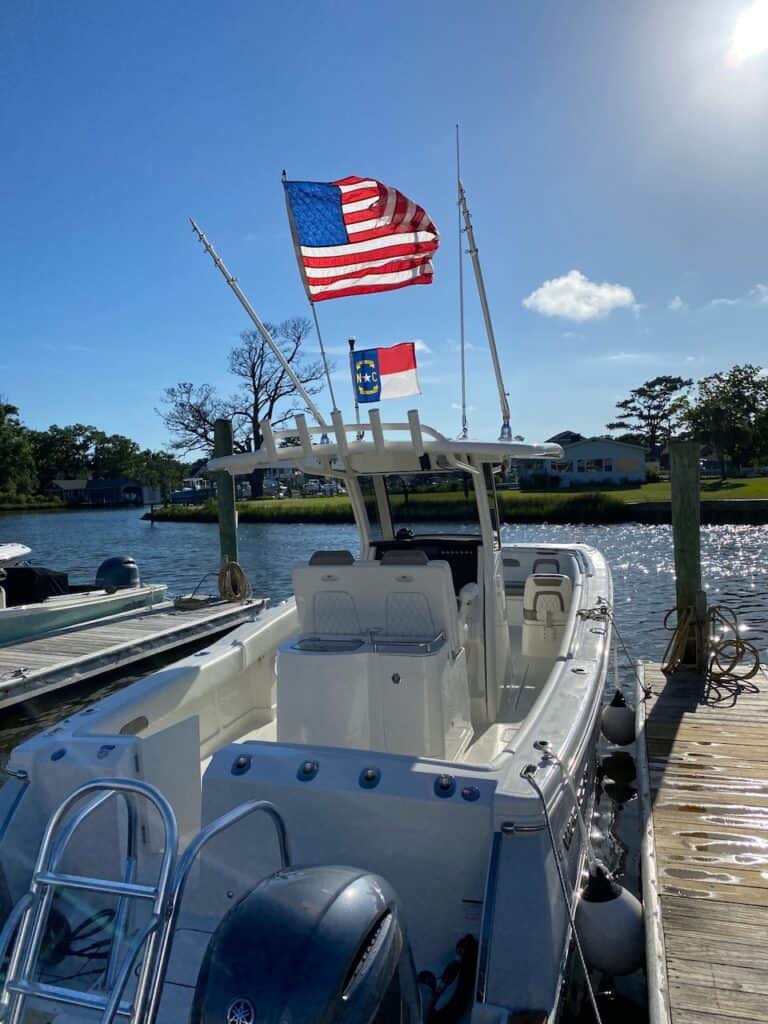 World Cat 280 CC-X Value: A Market Report (2026) 2 2021 World Cat 280 ccx sitting at the dock following a day on the water along the North Carolina coast